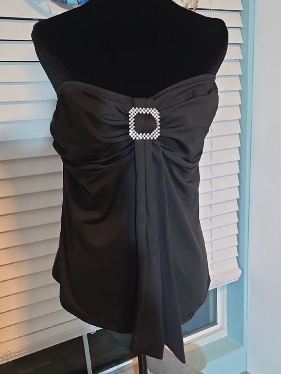SHEIN Tops - SHEIN Strapless Black Rhinestone-Accent Top